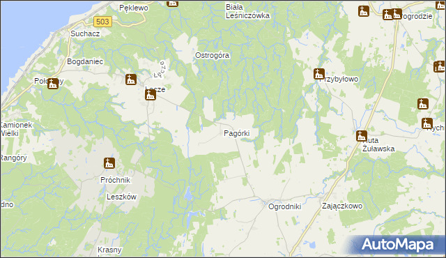 mapa Pagórki gmina Tolkmicko, Pagórki gmina Tolkmicko na mapie Targeo