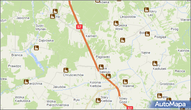mapa Pągowiec gmina Stara Błotnica, Pągowiec gmina Stara Błotnica na mapie Targeo