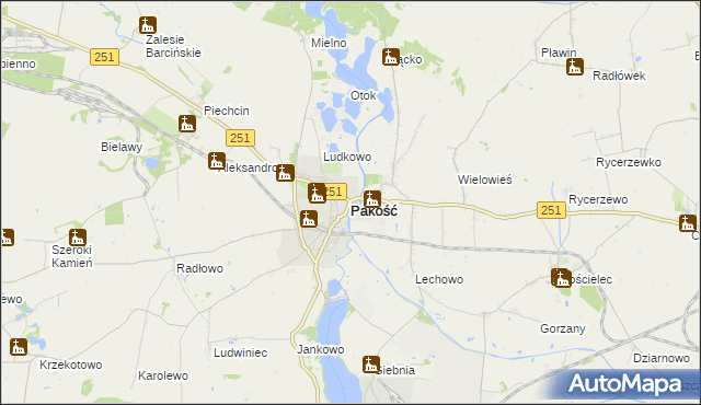 mapa Pakość powiat inowrocławski, Pakość powiat inowrocławski na mapie Targeo