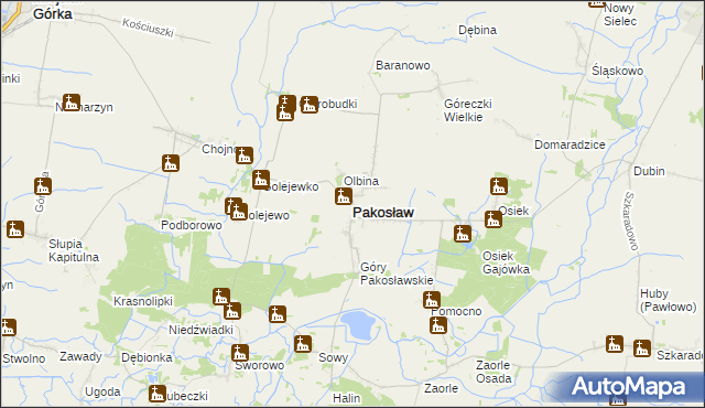 mapa Pakosław powiat rawicki, Pakosław powiat rawicki na mapie Targeo