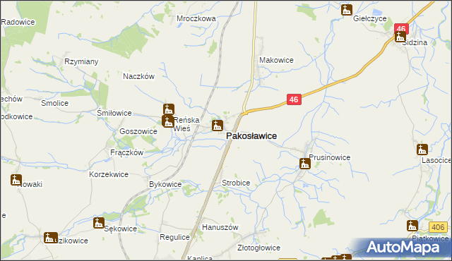 mapa Pakosławice, Pakosławice na mapie Targeo