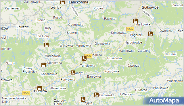 mapa Palcza, Palcza na mapie Targeo