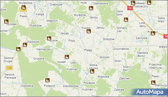 mapa Pałęgi, Pałęgi na mapie Targeo