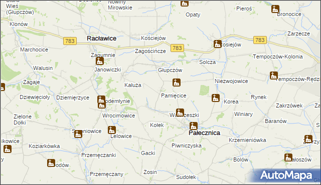 mapa Pamięcice, Pamięcice na mapie Targeo