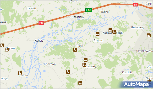 mapa Pańki gmina Choroszcz, Pańki gmina Choroszcz na mapie Targeo