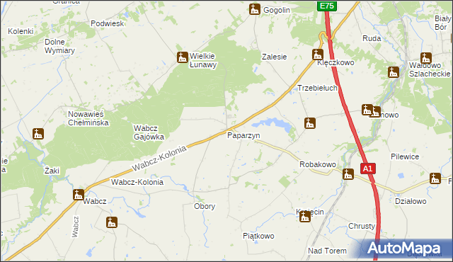 mapa Paparzyn, Paparzyn na mapie Targeo