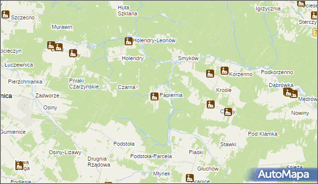 mapa Papiernia gmina Raków, Papiernia gmina Raków na mapie Targeo
