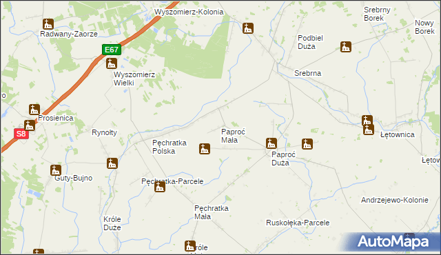 mapa Paproć Mała, Paproć Mała na mapie Targeo