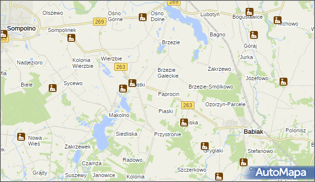 mapa Paprocin, Paprocin na mapie Targeo