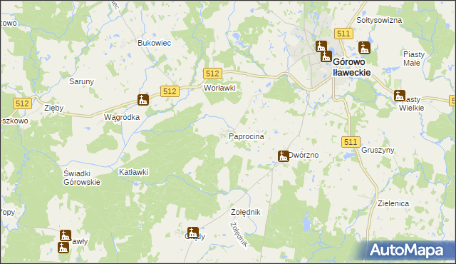mapa Paprocina, Paprocina na mapie Targeo