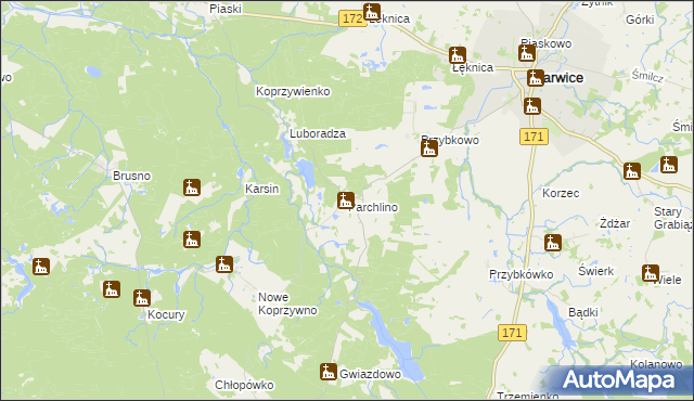 mapa Parchlino, Parchlino na mapie Targeo