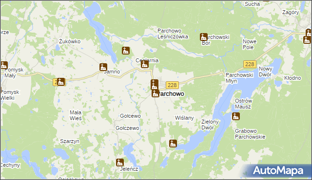 mapa Parchowo powiat bytowski, Parchowo powiat bytowski na mapie Targeo