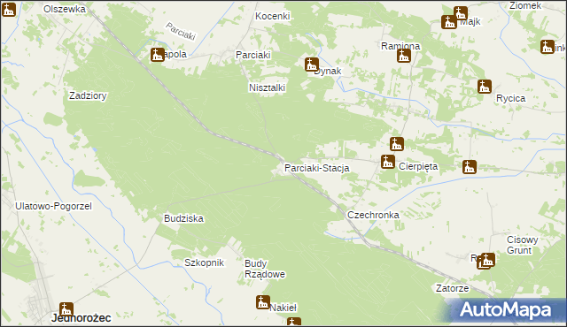 mapa Parciaki-Stacja, Parciaki-Stacja na mapie Targeo