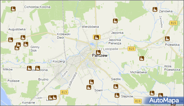 mapa Parczew, Parczew na mapie Targeo