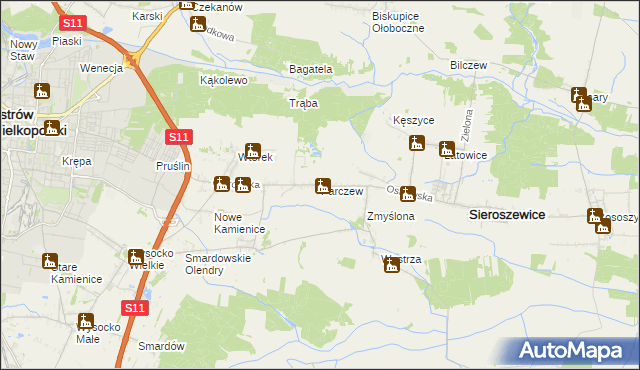 mapa Parczew gmina Sieroszewice, Parczew gmina Sieroszewice na mapie Targeo