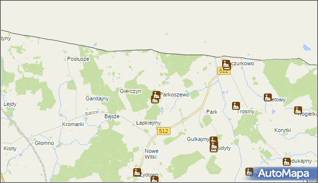 mapa Parkoszewo, Parkoszewo na mapie Targeo