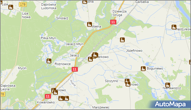 mapa Parkowo gmina Rogoźno, Parkowo gmina Rogoźno na mapie Targeo