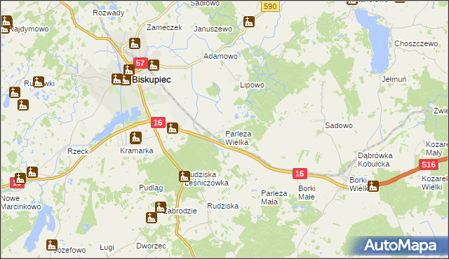 mapa Parleza Wielka, Parleza Wielka na mapie Targeo