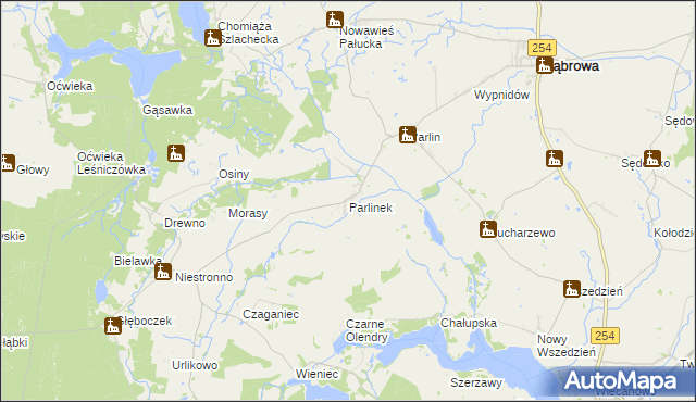 mapa Parlinek, Parlinek na mapie Targeo