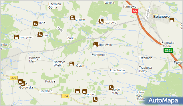 mapa Parłowice, Parłowice na mapie Targeo