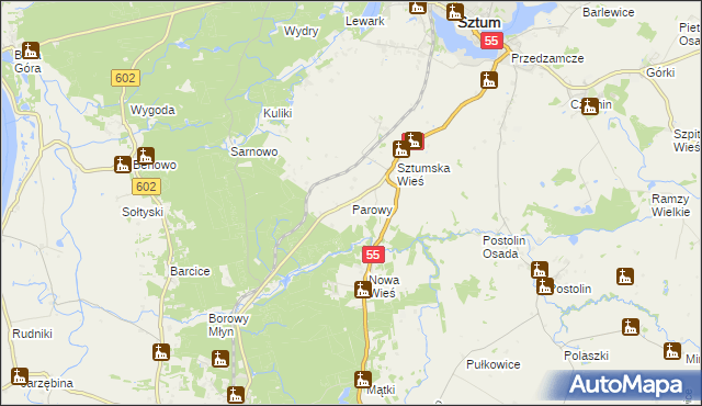 mapa Parowy, Parowy na mapie Targeo