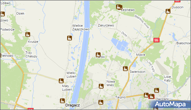 mapa Parski gmina Grudziądz, Parski gmina Grudziądz na mapie Targeo