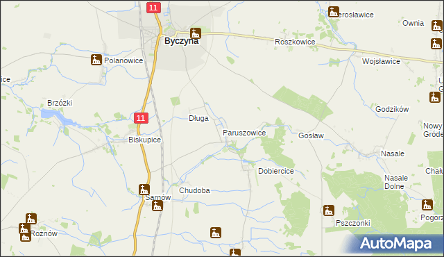 mapa Paruszowice, Paruszowice na mapie Targeo