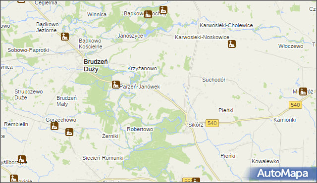 mapa Parzeń, Parzeń na mapie Targeo