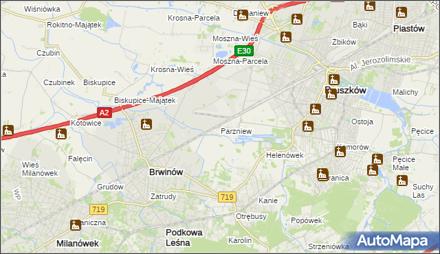 mapa Parzniew, Parzniew na mapie Targeo