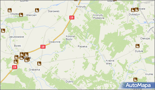 mapa Pasieka gmina Boćki, Pasieka gmina Boćki na mapie Targeo