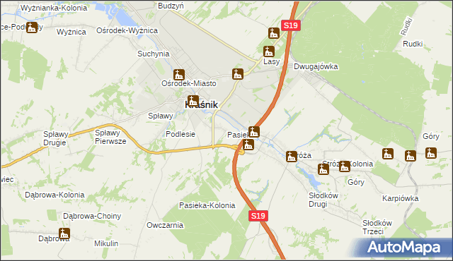 mapa Pasieka gmina Kraśnik, Pasieka gmina Kraśnik na mapie Targeo