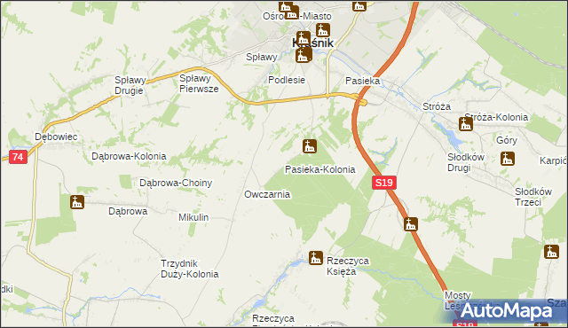 mapa Pasieka-Kolonia, Pasieka-Kolonia na mapie Targeo