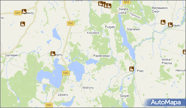 mapa Pasterzewo, Pasterzewo na mapie Targeo