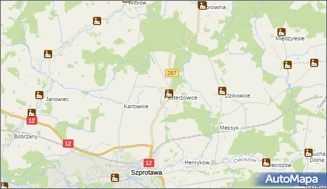 mapa Pasterzowice, Pasterzowice na mapie Targeo