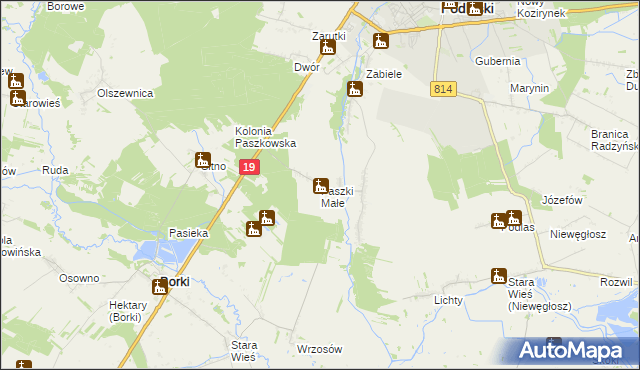 mapa Paszki Małe, Paszki Małe na mapie Targeo