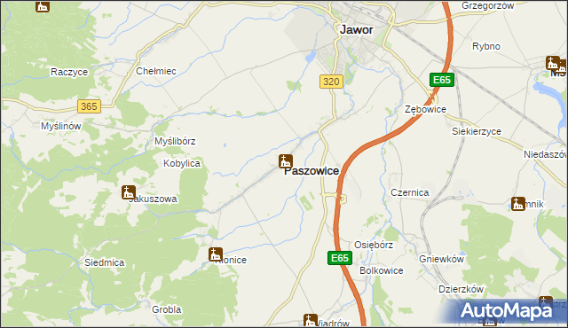 mapa Paszowice, Paszowice na mapie Targeo