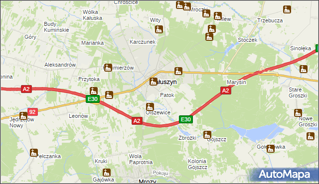 mapa Patok gmina Kałuszyn, Patok gmina Kałuszyn na mapie Targeo
