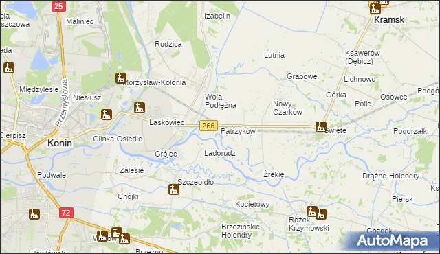 mapa Patrzyków gmina Kramsk, Patrzyków gmina Kramsk na mapie Targeo