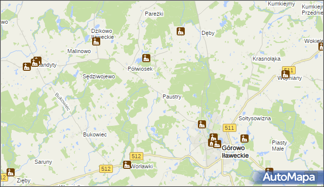 mapa Paustry, Paustry na mapie Targeo