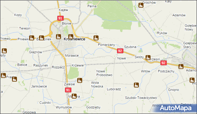 mapa Pawlikowice gmina Krośniewice, Pawlikowice gmina Krośniewice na mapie Targeo