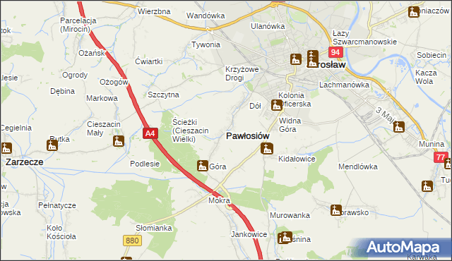 mapa Pawłosiów, Pawłosiów na mapie Targeo