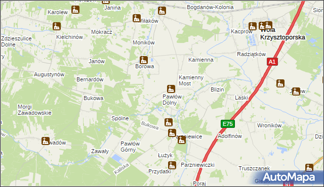 mapa Pawłów Dolny, Pawłów Dolny na mapie Targeo