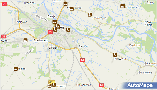 mapa Pawłów gmina Skarbimierz, Pawłów gmina Skarbimierz na mapie Targeo