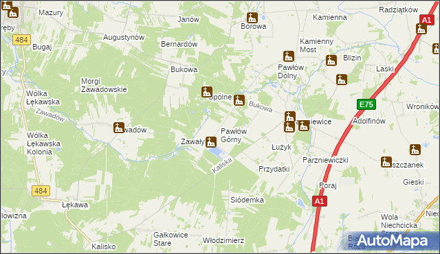 mapa Pawłów Górny, Pawłów Górny na mapie Targeo