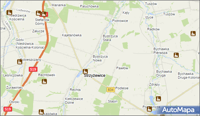 mapa Pawłówek gmina Strzyżewice, Pawłówek gmina Strzyżewice na mapie Targeo