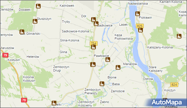 mapa Pawłowice gmina Solec nad Wisłą, Pawłowice gmina Solec nad Wisłą na mapie Targeo