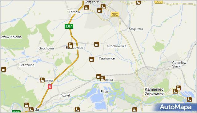 mapa Pawłowice gmina Ząbkowice Śląskie, Pawłowice gmina Ząbkowice Śląskie na mapie Targeo