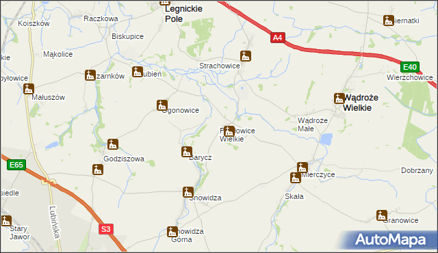 mapa Pawłowice Wielkie, Pawłowice Wielkie na mapie Targeo