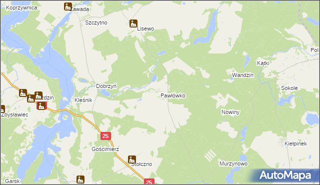 mapa Pawłówko gmina Przechlewo, Pawłówko gmina Przechlewo na mapie Targeo