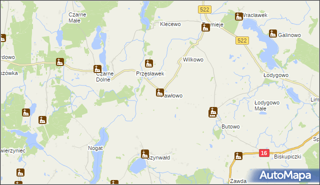 mapa Pawłowo gmina Gardeja, Pawłowo gmina Gardeja na mapie Targeo